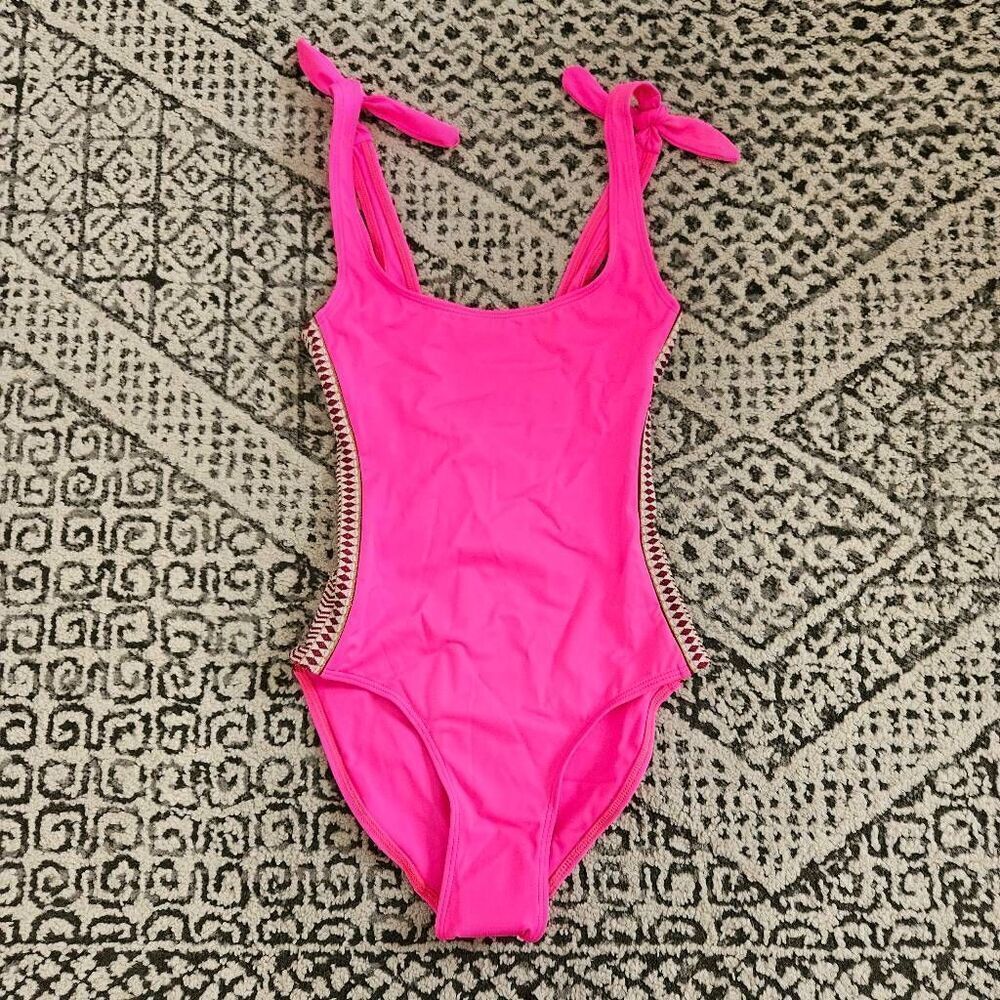 Lemlem Lena Nageur One Piece Swimsuit Size XS in Bright Pink